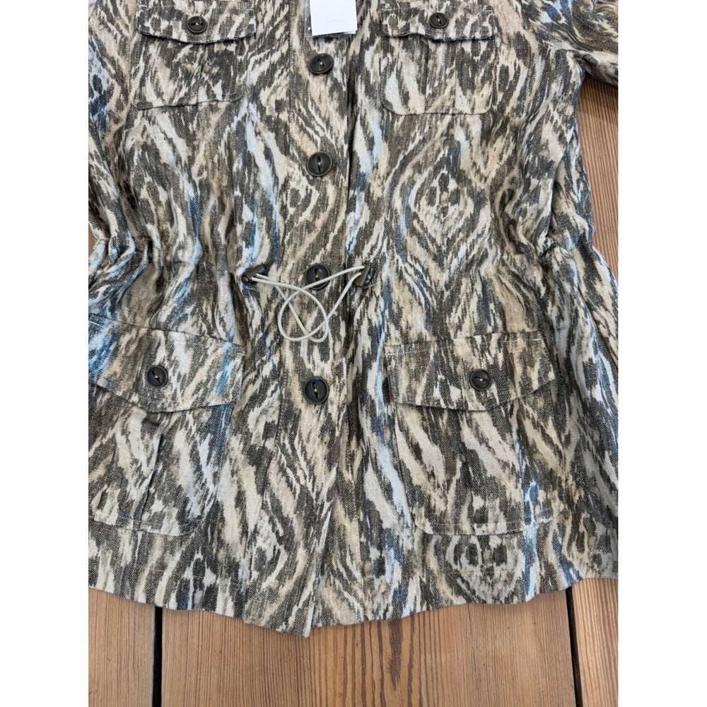 Chicos Utility Jacket Drawstring Waist Metallic L… - image 3